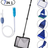 Toopify - Herramientas de limpieza para acuario, 6 en 1, kit de limpieza ajustable y limpiador de grava para tanque de peces, sifón para cambio de agua y limpiador de arena - BESTMASCOTA.COM