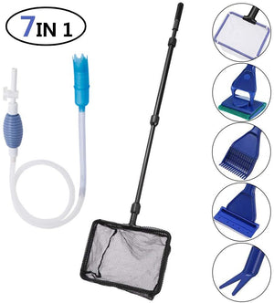 Toopify - Herramientas de limpieza para acuario, 6 en 1, kit de limpieza ajustable y limpiador de grava para tanque de peces, sifón para cambio de agua y limpiador de arena - BESTMASCOTA.COM