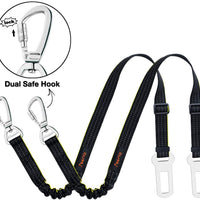 iBuddy - Cinturones de seguridad para perros pequeños, medianos y grandes, cinturón de seguridad ajustable para perros con doble gancho de seguridad y cinturón de seguridad elástico de nailon duradero para coche - BESTMASCOTA.COM