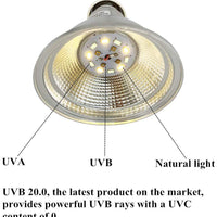 QSLQYB LED UVB Reptile Light, UVB 20.0-9 W UVA + UVB Full Spectrum Sun Lamp Reptile Lizard Lamp UV Lamp - BESTMASCOTA.COM