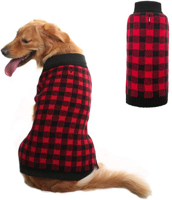 PUPTECK suéter de perro a cuadros estilo mascota gato invierno ropa de punto caliente - BESTMASCOTA.COM