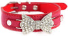 aolove Moda Rhinestones Diamante mariposa lazo corbata ajustable Piel Sintética mascota collares para perros gatos cachorro - BESTMASCOTA.COM