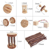 Wobe - Juego de 8 juguetes de chinchilla para ratas, conejos, conejos, gerbil y molar, de madera natural, pino de pino, para hacer ejercicios, pelotas de mascotas pequeñas - BESTMASCOTA.COM