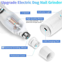 Molinillo de uñas eléctrico para mascotas, recargable, profesional, sin dolor, 2 velocidades, para perros pequeños, medianos y grandes - BESTMASCOTA.COM