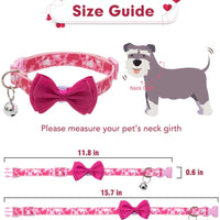 PUPTECK Collar de perro con campana para el día de San Valentín ajustable con lazo extraíble – Corazón romático y diseño de rosa, regalo dulce para perros pequeños, gatos y mascotas - BESTMASCOTA.COM