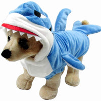 Mogoko - Disfraz de tiburón para perro, gato o gato, para Halloween, Navidad, disfraces, disfraz de tiburón azul Adorable, con capucha y forro polar - BESTMASCOTA.COM