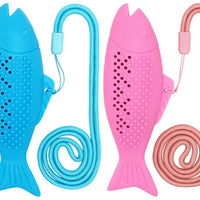 ShenVenga Catnip Juguetes para gatos interactivos cepillo de dientes recargable – Pez reutilizable de silicona gato auto limpieza juguete (azul y rosa) - BESTMASCOTA.COM