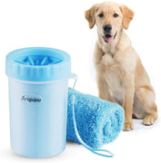 Limpiador de patas de perro Anipaw 2 en 1 de silicona con toalla, cepillo de limpieza para mascotas portátil, limpiador de pies para perros y gatos con patas de perro - BESTMASCOTA.COM