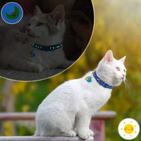 KOOLTAIL Cat Collar Breakaway with Bell for Kitten - 6 Pack Stars and Moon Charm Pendent Cat Reflective Collars Bell Glow in The Dark for Cats Kitty Puppy - BESTMASCOTA.COM