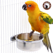 Mrli - Comedero de acero inoxidable para pájaros y aves de agua con soporte de abrazadera, para loro, guacamayo, paracaidismo, cacatúas, cacatúas, pájaros, pinzones, jaulas de animales pequeños - BESTMASCOTA.COM