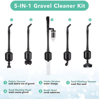Higger 12V DC 5 en 1 Eléctrico Acuario Grava Aspiradora Kit de Arena Arandela Grava Herramientas de Limpieza de Cambio de Agua para Tanque de Pescado - BESTMASCOTA.COM