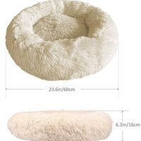 Docatgo Cama para mascotas, cama para gato de donut, lujosa cama de piel sintética para perro y gato (redonda) - BESTMASCOTA.COM