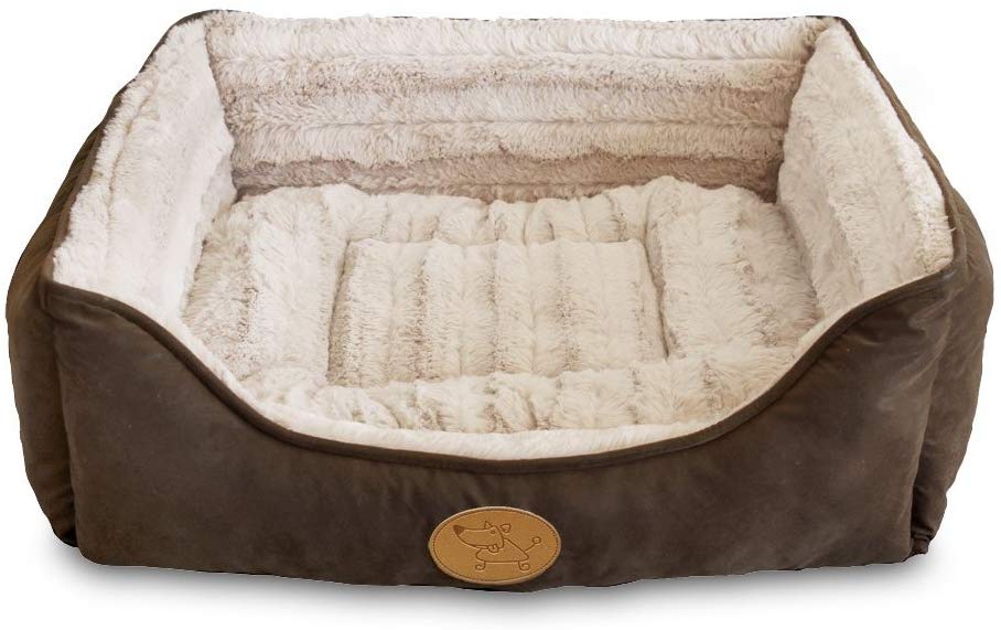 Fux Piel Poliéster relleno felpa cuadrado cama para perro y gato por Mejor mascota suministros, XL, Café Oscuro - BESTMASCOTA.COM