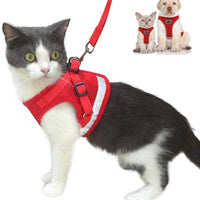 Arnés de gato y correa a prueba de escape y arnés para perro ajustable de malla suave para caminar con correa reflectante para mascotas, gatito, cachorro y conejo - BESTMASCOTA.COM