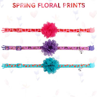 SCENEREAL Collar de gato con lazo de flor, 3 paquetes – Bonito patrón floral de primavera, collares ajustables para gatos gatitos - BESTMASCOTA.COM