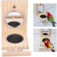 kathson Bird Feeder Parrot Perches Toys Mirror Stand Stainless Steel Food Bowl Cup Cage Accessories Fun Play for Canaries,Parakeet,Cockatiel,Conure,Cockatoo,Lovebirds - BESTMASCOTA.COM