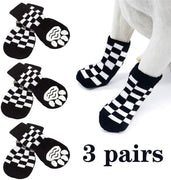 SCENEREAL - Calcetines antideslizantes para perro con correas para control de tracción (3 pares, protector de pata a cuadros, para interior de piso, diseño antideslizante para perros pequeños y medianos, gatos, cachorros - BESTMASCOTA.COM