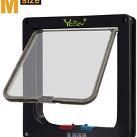 Puerta de gato Ycozy de 4 vías de bloqueo para gatos, gatos, gatos, gatitos, perros pequeños, fácil de instalar en puertas, ventanas, armario y paredes - BESTMASCOTA.COM
