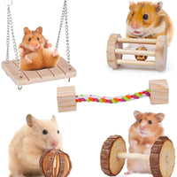 Dono Hamster Chew Toys - Natural Wooden Play Toy Exercise Bell Roller Teeth Care Molar Toy for Guinea Pig Chinchilla Hamster Parrot Bunny Other Small Animals - BESTMASCOTA.COM