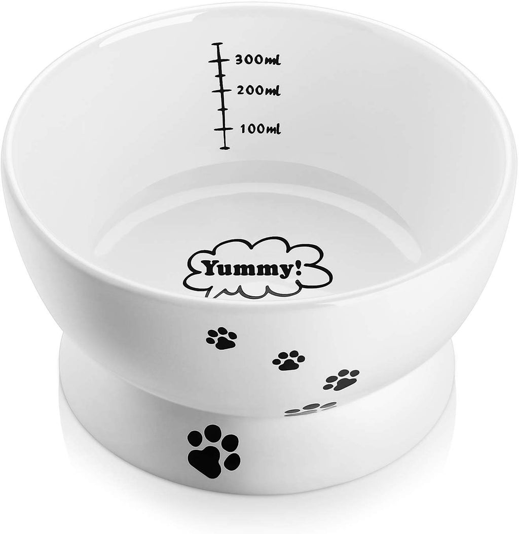 Y YHY cuenco de agua de cerámica para gatos, cuencos de comida para gatos de 5 pulgadas, protege la espina del gato, libre de estrés, prevención de reflujo, regalo para gato, color blanco - BESTMASCOTA.COM