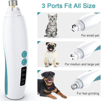 Dog Nail Grinder Electric Pet Nail Trimmer Clippers for Small Medium Large Breed Dog&Cat -Upgraded Professional 3-Speed Electric Recharging Animals Nail Grinder Gentle Painless Paws Grooming Smoothing - BESTMASCOTA.COM