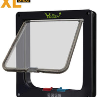 Puerta de gato Ycozy de 4 vías de bloqueo para gatos, gatos, gatos, gatitos, perros pequeños, fácil de instalar en puertas, ventanas, armario y paredes - BESTMASCOTA.COM