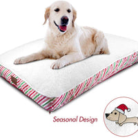 Floppy Dawg Christmas Candy Cane Dog Bed. Removable Cover and Waterproof Liner. Stuffed with Memory Foam Pieces. Limited Holiday Release. - BESTMASCOTA.COM