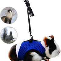 PERSUPER - Arnés de malla suave para mascotas pequeño con campana segura, sin tiro, cómodo chaleco acolchado de nailon duradero y correa ajustable para todas las estaciones para ratas, Iguana, hámster, dragón barbudo - BESTMASCOTA.COM