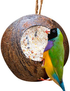 SunGrow Coco Shell - Casa de pájaros para pájaros pequeños a medianos, cáscara de coco crudo, dispensador de dulces, duradero y resistente, incluye lazo para colgar, Caseta para pájaros - BESTMASCOTA.COM