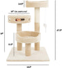 Árbol para gatos PETMAKER de 3 niveles y 2 juguetes colgantes, una zona de juego de 3 bolas y poste rascador, 27.5 pulgadas, color marrón - BESTMASCOTA.COM