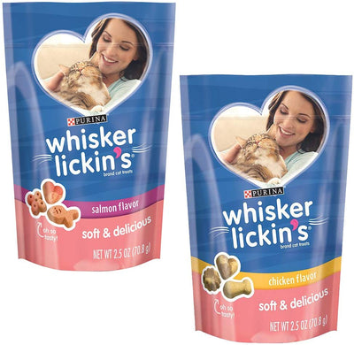 Purina – Pack de 4 bolsas de suave y delicioso salmón y pollo Sabor Chewy humedecida Cat Treats del bigote lickin 2.5 oz - BESTMASCOTA.COM
