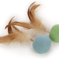 SmartyKat Felty - Juego de 2 pelotas de fieltro de lana y plumas para gatos - BESTMASCOTA.COM