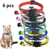 TCBOY Collares de gato de colores variados reflectantes con campana – Collares de tamaño ideal para gatos o perros pequeños (6 piezas/juego) - BESTMASCOTA.COM
