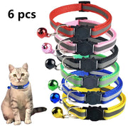 TCBOY Collares de gato de colores variados reflectantes con campana – Collares de tamaño ideal para gatos o perros pequeños (6 piezas/juego) - BESTMASCOTA.COM