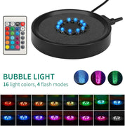 Number-one Aquarium Bubble Light LED Fish Tank Bubbler Light, Remote Controlled Aquariums Air Stone Disk Lamp with 16 Color Changing, 4 Lighting Effects for Fish Tanks and Fish Ponds - BESTMASCOTA.COM
