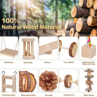 Dono Hamster Chew Toys - Natural Wooden Play Toy Exercise Bell Roller Teeth Care Molar Toy for Guinea Pig Chinchilla Hamster Parrot Bunny Other Small Animals - BESTMASCOTA.COM