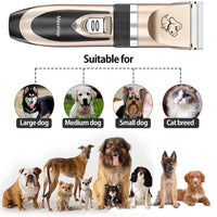Maxshop Kit de corte de pelo para perros y gatos. Clippers eléctrico de bajo ruido recargable inalámbricos (Oro + Negro) - BESTMASCOTA.COM