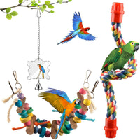 Juguetes de columpio de pájaros, 6 unidades, juguetes para masticar perchas colgantes con campanas, juguetes para masticar para paracaídas Cockatiels, conures, loros, pájaros de amor, Finches - BESTMASCOTA.COM