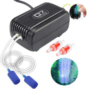 UPMCT Bomba de aire para acuario con válvula de aire ajustable de doble salida, bomba de aire de oxígeno ultrasilenciosa con accesorios de piedras de aire, válvulas de retención de tubo de silicona, apto para tanque de 1 – 80 galones - BESTMASCOTA.COM