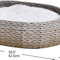 PetPals - Cama redonda de papel hecha a mano para gato/perro/mascota con almohada, natural