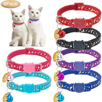 KOOLTAIL Cat Collar Breakaway with Bell for Kitten - 6 Pack Stars and Moon Charm Pendent Cat Reflective Collars Bell Glow in The Dark for Cats Kitty Puppy - BESTMASCOTA.COM
