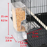 Automatic Bird Seed Feeder with Perch, Free Install Acrylic Transparent Parrot Foraging Feeders Cage Accessories for Small and Medium Parrots Parakeets Cockatiels Lovebirds Sun Conures Caique Finches - BESTMASCOTA.COM