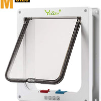 Puerta de gato Ycozy de 4 vías de bloqueo para gatos, gatos, gatos, gatitos, perros pequeños, fácil de instalar en puertas, ventanas, armario y paredes - BESTMASCOTA.COM