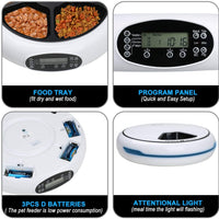 TDYNASTY Design - Alimentador automático para gatos, dispensador de alimentos para perros y gatos, alimentador para gatos hasta 5 comidas por día - BESTMASCOTA.COM