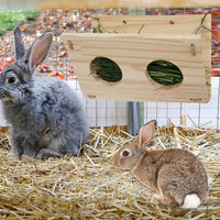 Tfwadmx Bunny Hay Feeder, Rabbit Food Dispenser Wooden Hay Manger Rack Holder for Guinea Pig Chinchilla Hamster - BESTMASCOTA.COM