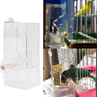 HEEPDD Alimentador de jaula para pájaros, de acrílico a la moda, alimentador de semillas de comida para mascotas, sin líos, alimentador automático de loros con perca para Finch de parakeet de cacatúas - BESTMASCOTA.COM