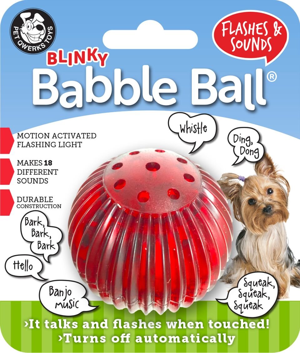 Juguete interactivo para perro Pet Qwerks Blinky Babble Ball, parpadea y habla cuando se toca - BESTMASCOTA.COM