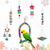 Zacro - 7 piezas de juguetes para pájaros - Juguetes coloridos para masticar, jaula para pájaros con campanas y pinzas, juguetes para pájaros pequeños y medianos, peonía, loro, Myna, sol dorado, guacamayos, - BESTMASCOTA.COM