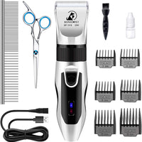 Bonve Pet Cortapelos para perros, kit de aseo para perros, cortaúñas eléctrico silencioso, recargable, profesional, cortaúñas para perros gruesos, perros, gatos y mascotas