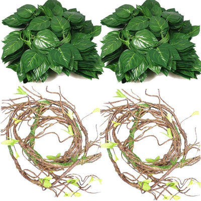 Flexible Jungle Vines terrario de plástico hojas de plantas hábitat para mascotas decoración para Lagarto, ranas, serpientes y más Reptiles (paquete de 4) - BESTMASCOTA.COM